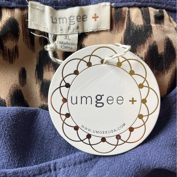NWT Umgee + Linen Blend Dress Size XL Blue Animal Leopard Print Back Plus - Picture 12 of 16